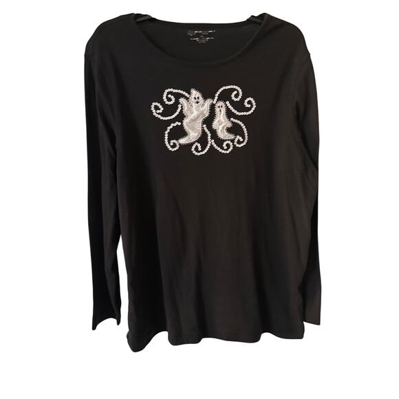 Holiday Editions Black with Sliver Ghosts Women's XL - Picture 1 of 3